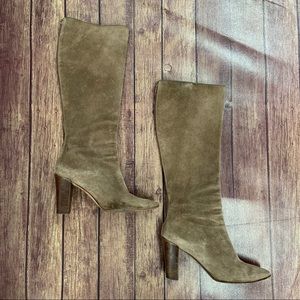 Women's Tall Suede Knee-High Boots in Olive Brown